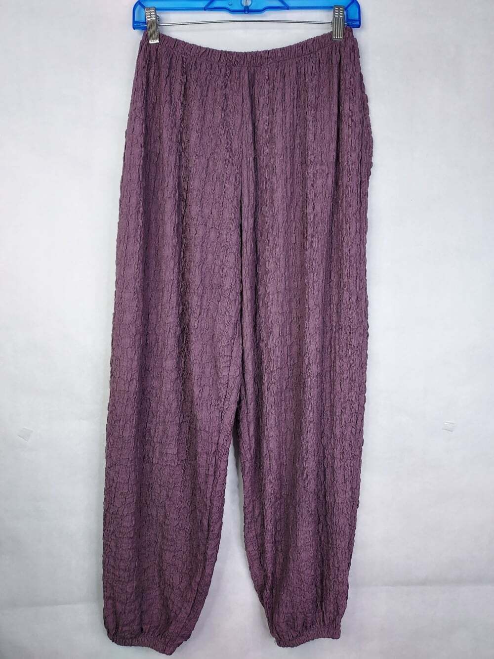 ZARA Textured Crepe Harem Pants Women's M Elastic Waist Purple Boho Festival